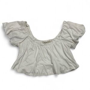 Free People Cream Ruffled Blouse